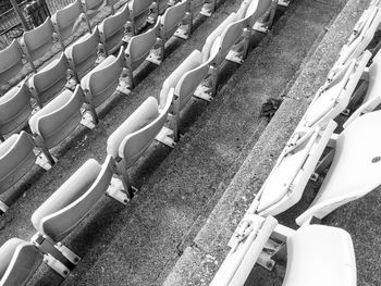 High angle view of empty seat
