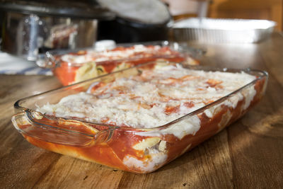 Close-up of seafood on table