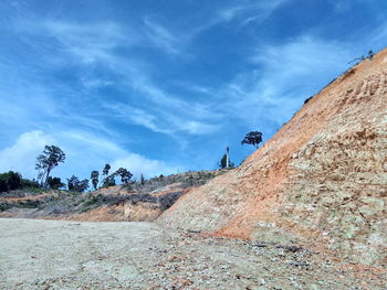 Low angle view of rock formations against sky