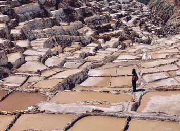 High angle view of man on landscape