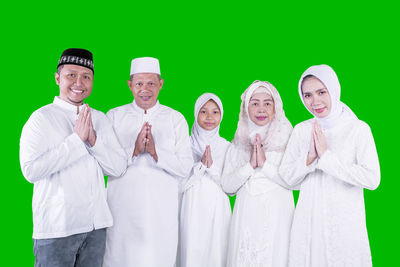 Group of people against white background