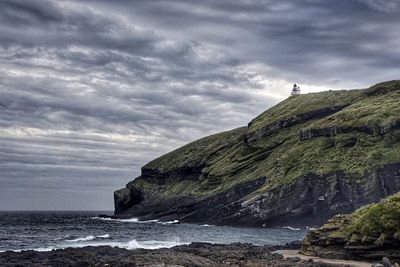 Scenic view of sea against cloudy sky