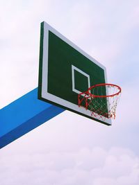 Low angle view of basketball hoop against sky