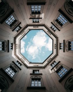 Directly below shot of building against sky