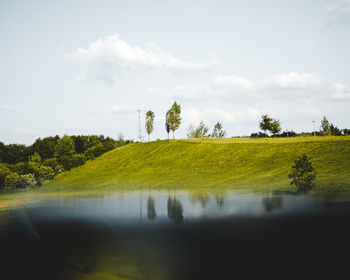 Scenic view of lake against sky