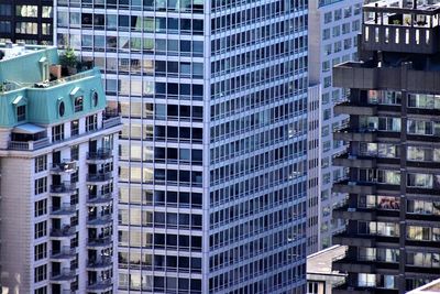 Low angle view of modern buildings in city