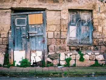 Closed door of old building