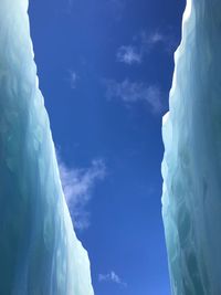 Looking up through the cracks of franz joseph glacier, on the south island of new zealand.