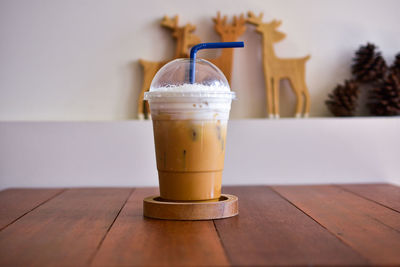 Close-up of coffee cup on table