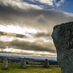 Scenic view of landscape against cloudy sky