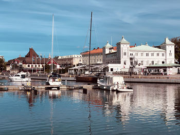 Boats in harbor