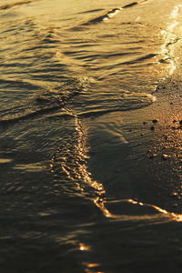 Full frame shot of sea water during sunset