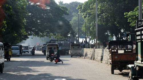 People on street in city