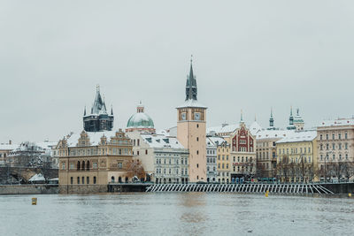 View of buildings in city against sky