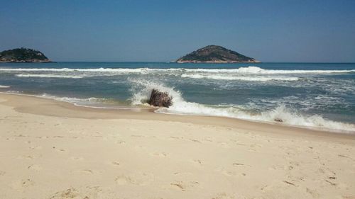 Scenic view of sea against clear sky