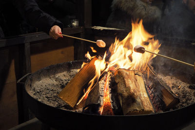 Bonfire on barbecue grill