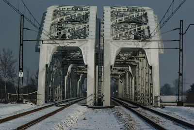 View of railroad tracks during winter