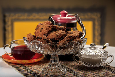 Close-up of breakfast on table