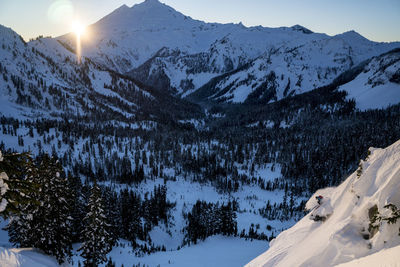 Man skiing in backcountry at mt. baker, washington