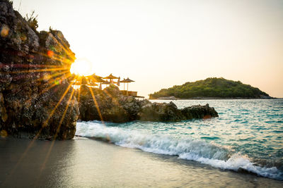 Scenic view of sea against clear sky