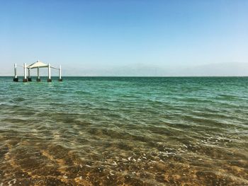 Scenic view of sea against clear sky