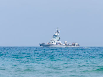 Scenic view of sea against clear sky