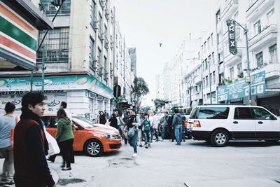 Vehicles on road in city