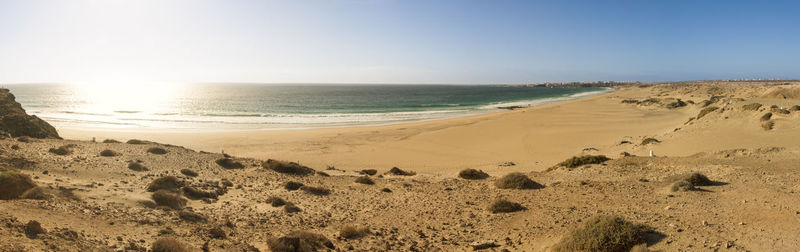 Scenic view of beach against clear sky