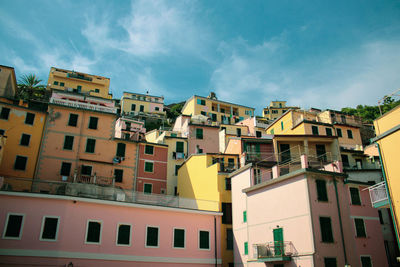 Low angle view of buildings against sky