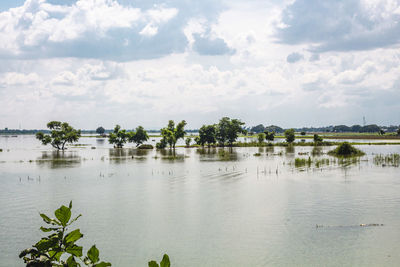 Scenic view of lake against sky