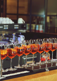 Close-up of illuminated lanterns