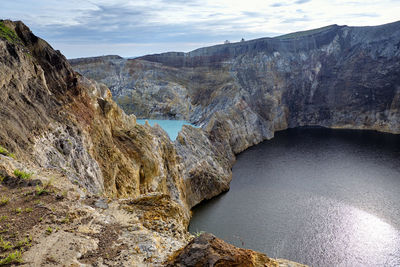 Scenic view of river amidst rock formation against sky