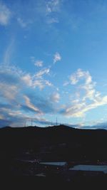 Silhouette landscape against sky during sunset