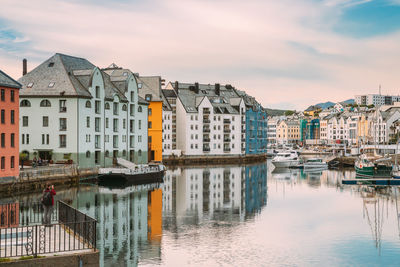 Reflection of buildings in water