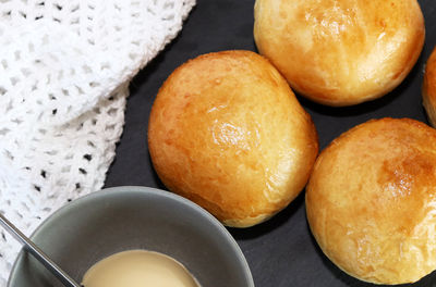 High angle view of pumpkins on table