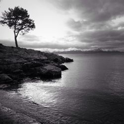 Scenic view of sea against cloudy sky