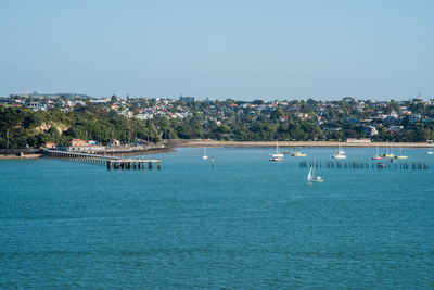 Scenic view of sea against clear sky