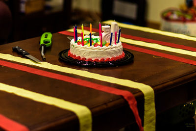 Close-up of cake on table