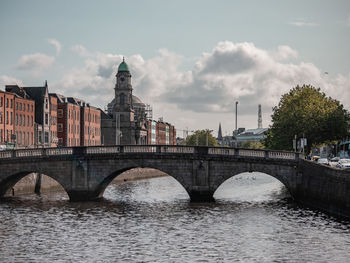 Bridge over river against sky