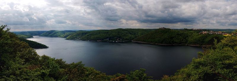 Scenic view of lake against sky