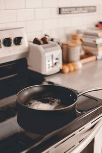 Close-up of cooking pan at home