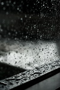 Close-up of raindrops on glass window