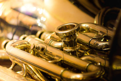 Close-up of brass instruments