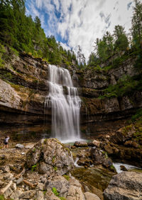 Scenic view of waterfall