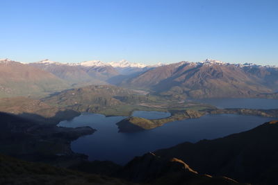 Scenic view of mountains against clear sky