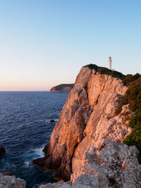Scenic view of sea against clear sky