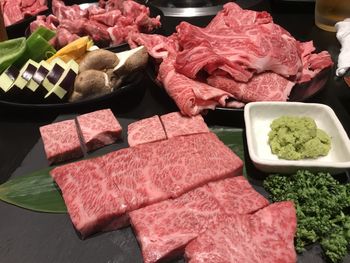 High angle view of food on table
