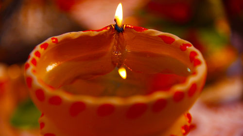 Close-up of burning candle