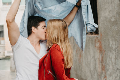 Young couple kissing