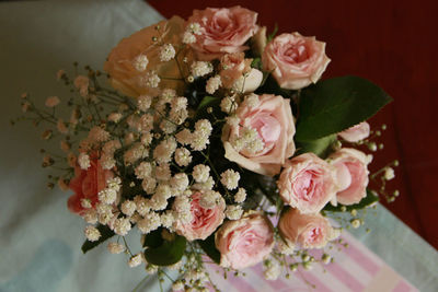 Close-up of bouquet on table